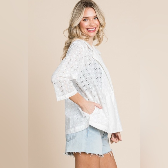 Culture Code Double Breasted Eyelet Jacket with Pockets 10010012752 - Picture 3 of 4